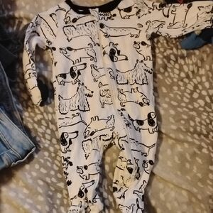 Wonder Nation Monochrome Dog Print Footie